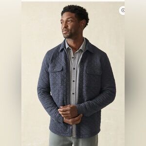 Faherty Quilted Fleece CPO Shirt Jacket Navy Melange , size XXL